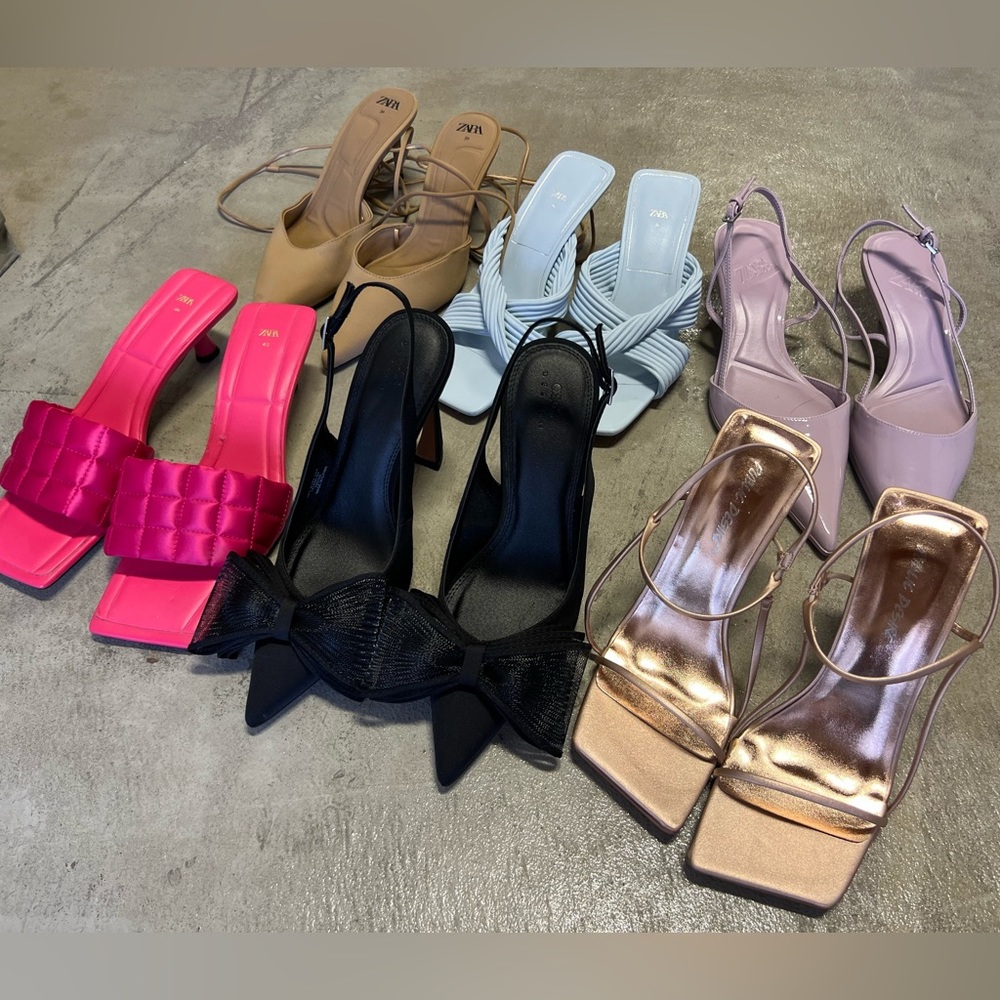 LOT of gently worn Zara and Asos heels shoes size 9 - never worn outside!